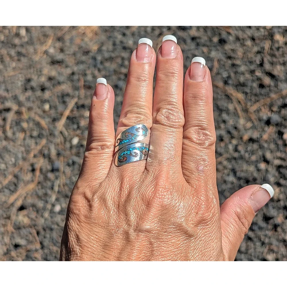Navajo Jewelry Women's Ring‎ Handmade Native American Coil Signed sz 7**